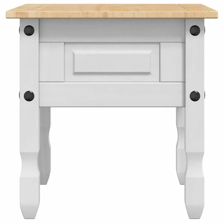 Sidobord Med Låda Corona Vit 50 X 50 X 50 Cm Massiv Furu