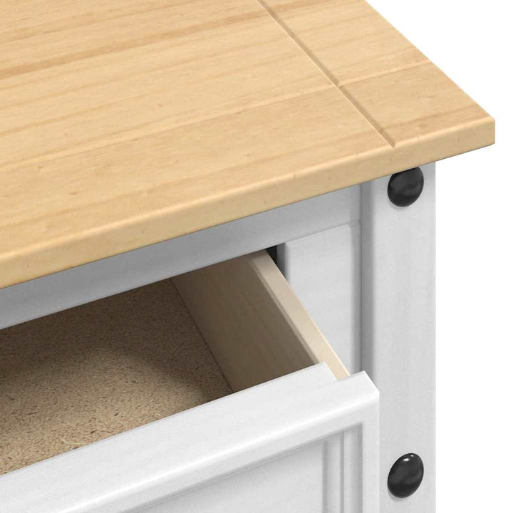 Sidobord Med Låda Corona Vit 115 X 46 X 73 Cm Massiv Furu