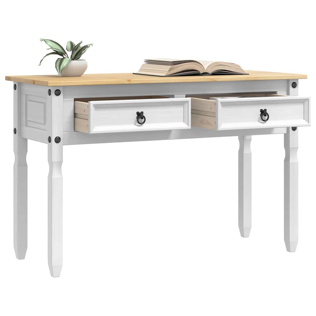 Sidobord Med Låda Corona Vit 115 X 46 X 73 Cm Massiv Furu