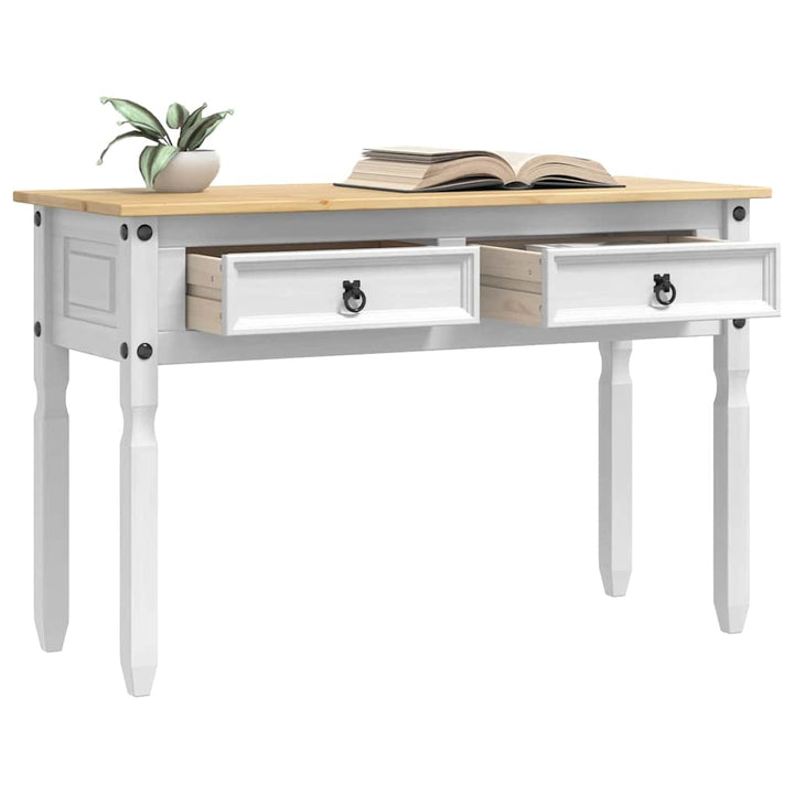 Sidobord Med Låda Corona Vit 115 X 46 X 73 Cm Massiv Furu