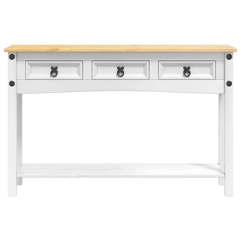 Sidobord Med Låda Corona Vit 114 X 34,5 X 73 Cm Massiv Furu