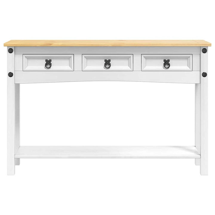 Sidobord Med Låda Corona Vit 114 X 34,5 X 73 Cm Massiv Furu