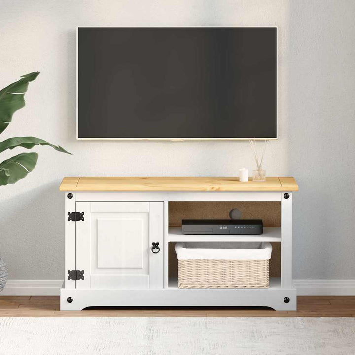Tv-Skåp Corona Vit 100 X 40 X 52 Cm Massiv Furu