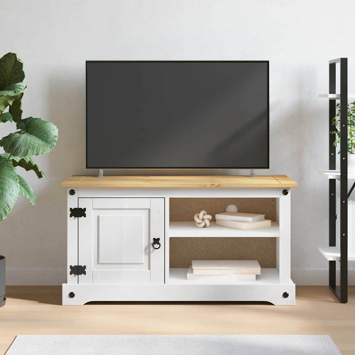 Tv-Skåp Corona Vit 100 X 40 X 52 Cm Massiv Furu