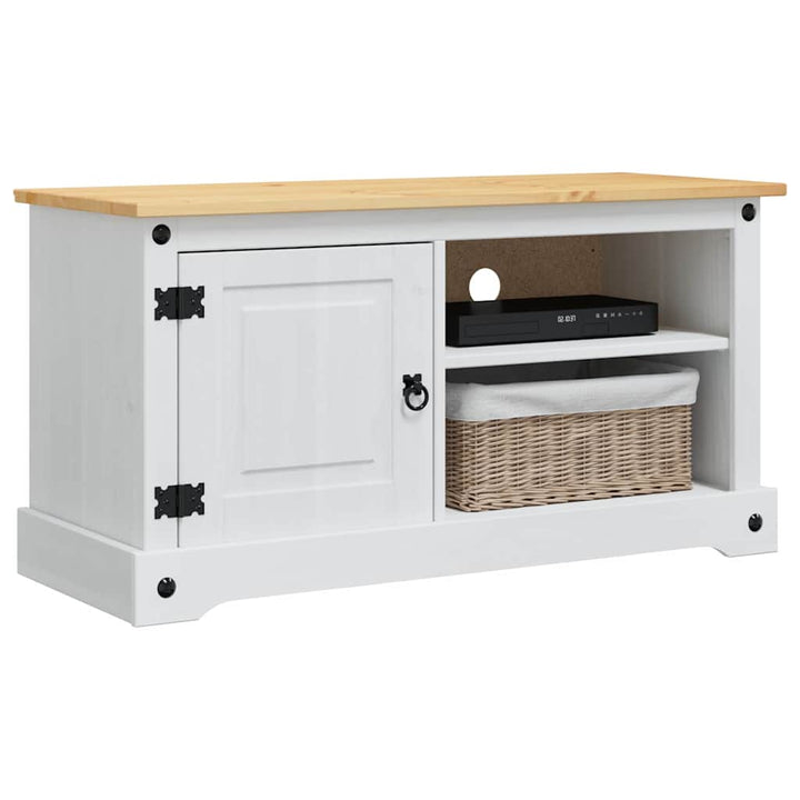 Tv-Skåp Corona Vit 100 X 40 X 52 Cm Massiv Furu
