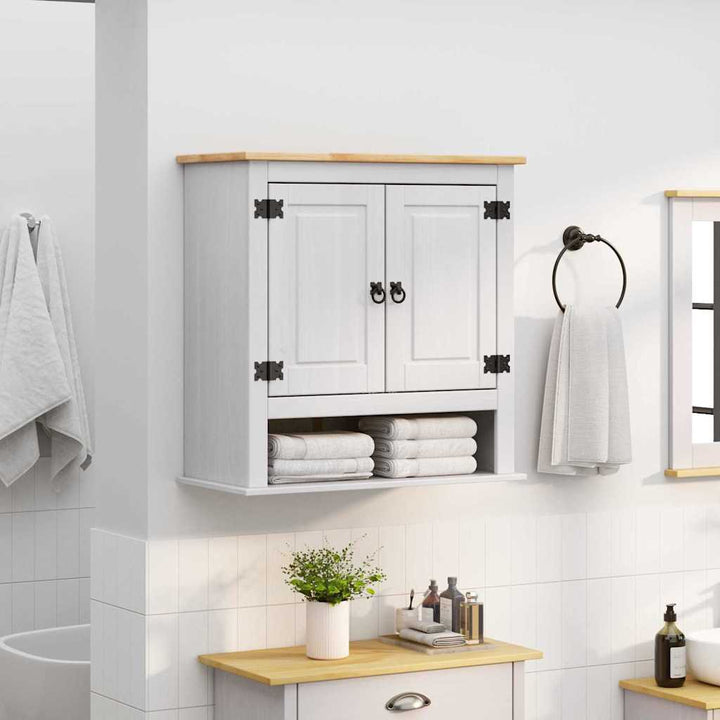 Hängande Skåp Med Dörr Corona Vit 70 X 33 X 71,5 Cm Massiv Furu