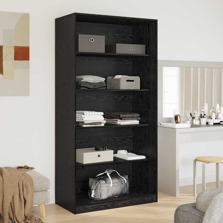 Garderob Med Hylla Svart Ek 100 X 50 X 200 Cm Konstruerat Trä
