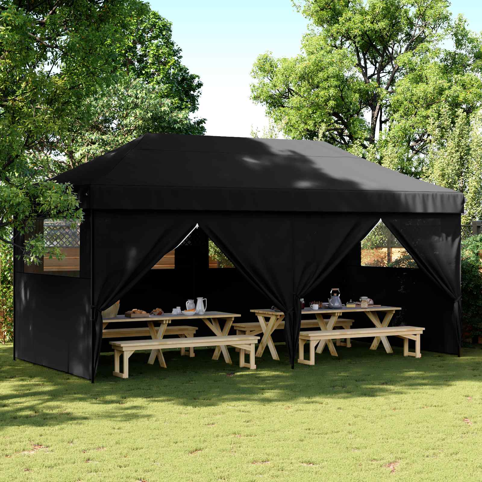 Partytält Svart 292 X 580 X 315 Cm Oxford Tyg