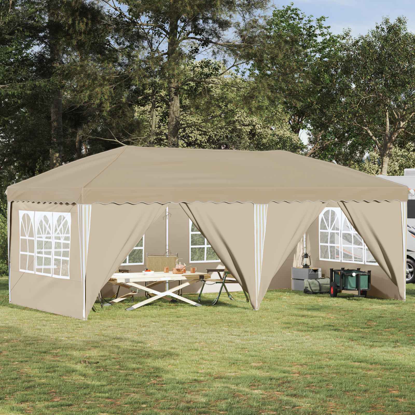 Pop-Up Partytält Gräddvit 575 X 288 X 245 Cm
