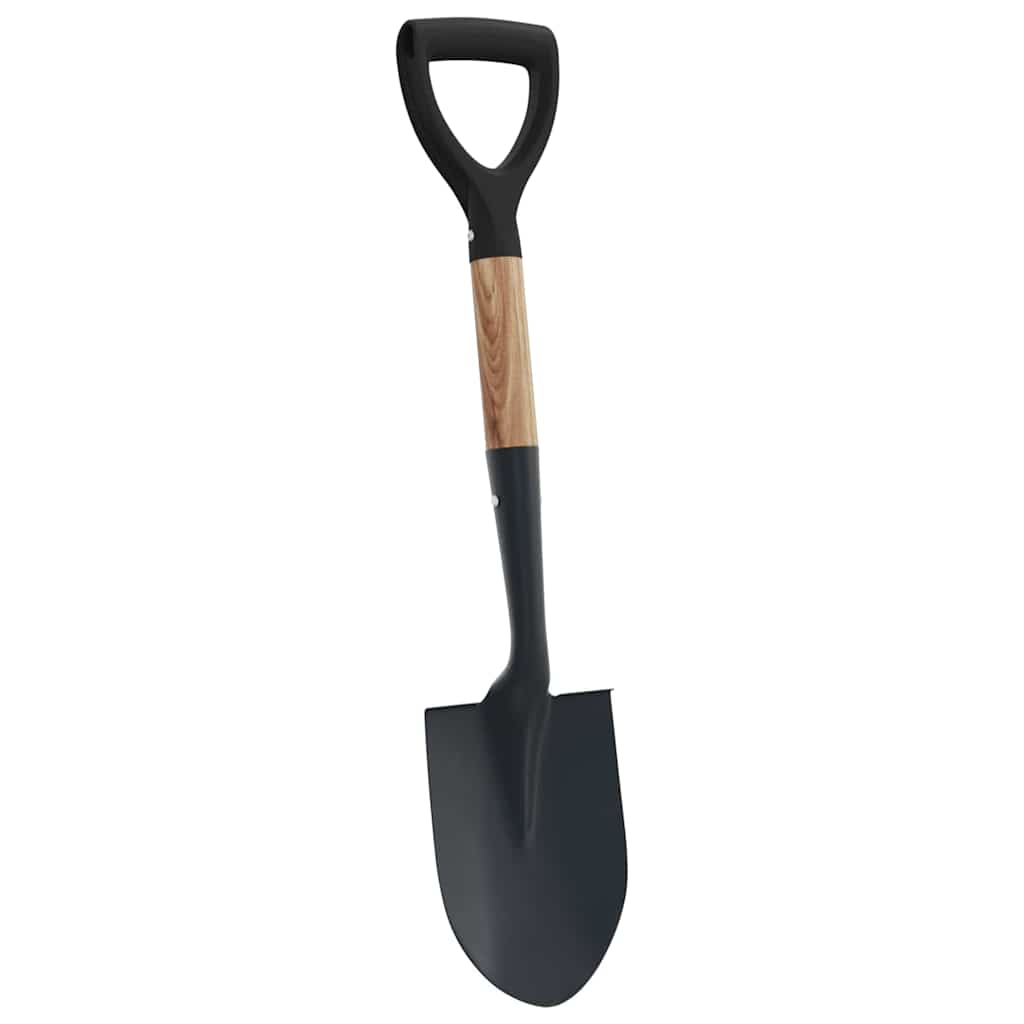 Skyffel Svart 68,5 Cm Power Coated Stål Och Solid Trä