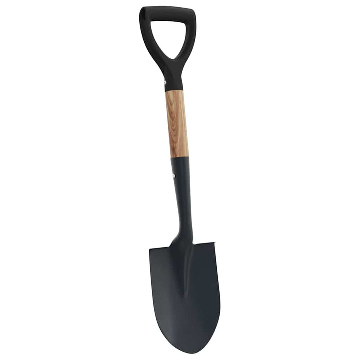 Skyffel Svart 68,5 Cm Power Coated Stål Och Solid Trä