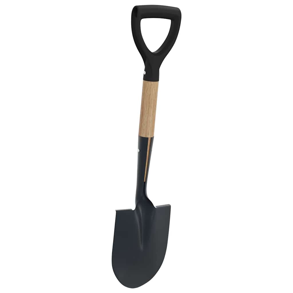 Skyffel Svart 68,5 Cm Power Coated Stål Och Solid Trä