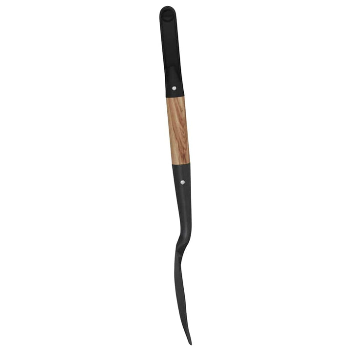 Skyffel Svart 68,5 Cm Power Coated Stål Och Solid Trä