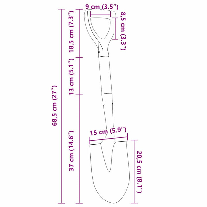 Skyffel Svart 68,5 Cm Power Coated Stål Och Solid Trä