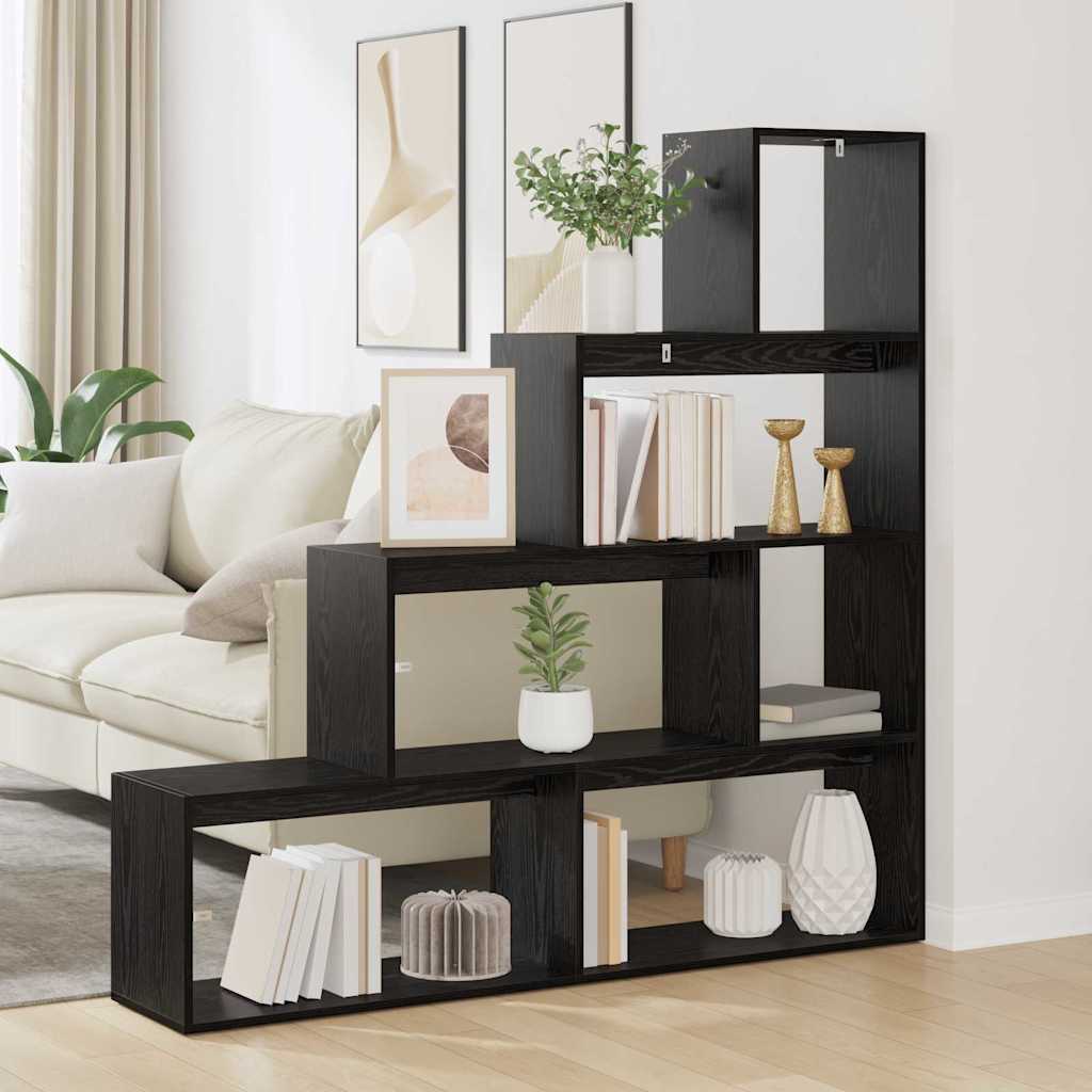 Rumsavdelare Bokhylla Svart Ek 137,5 X 29 X 103,5 Cm