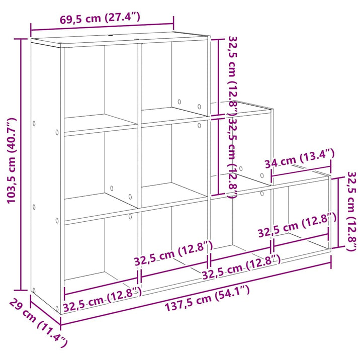 Rumsavdelare Bokhylla Svart Ek 137,5 X 29 X 103,5 Cm