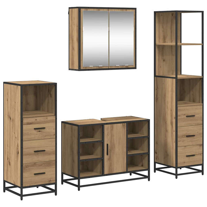 Badrumsmöbelset 4 St Artisan Ek 80 X 33 X 60 Cm Konstruerat Trä