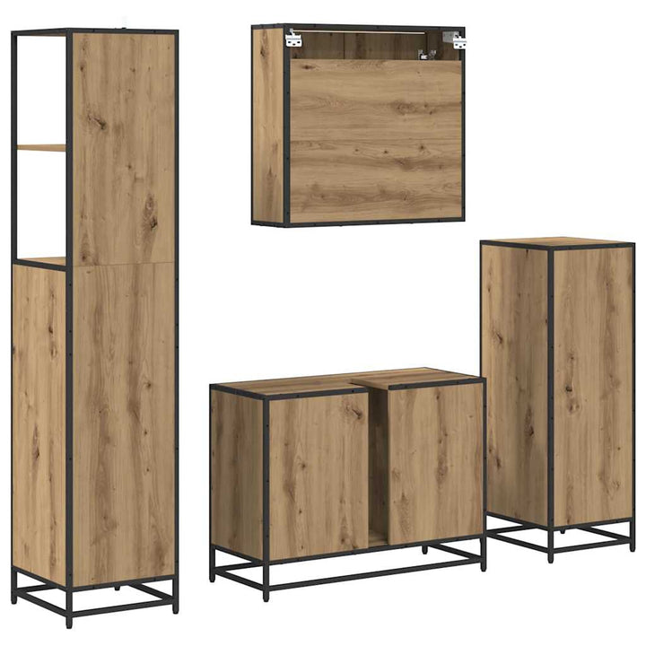 Badrumsmöbelset 4 St Artisan Ek 80 X 33 X 60 Cm Konstruerat Trä