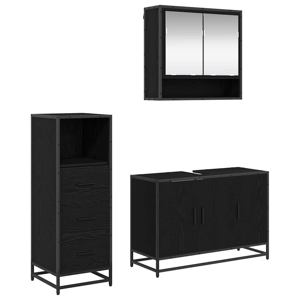 Badrumsmöbelset Med Låda 2 Pcs Gammalt Trä Konstruerat Trä