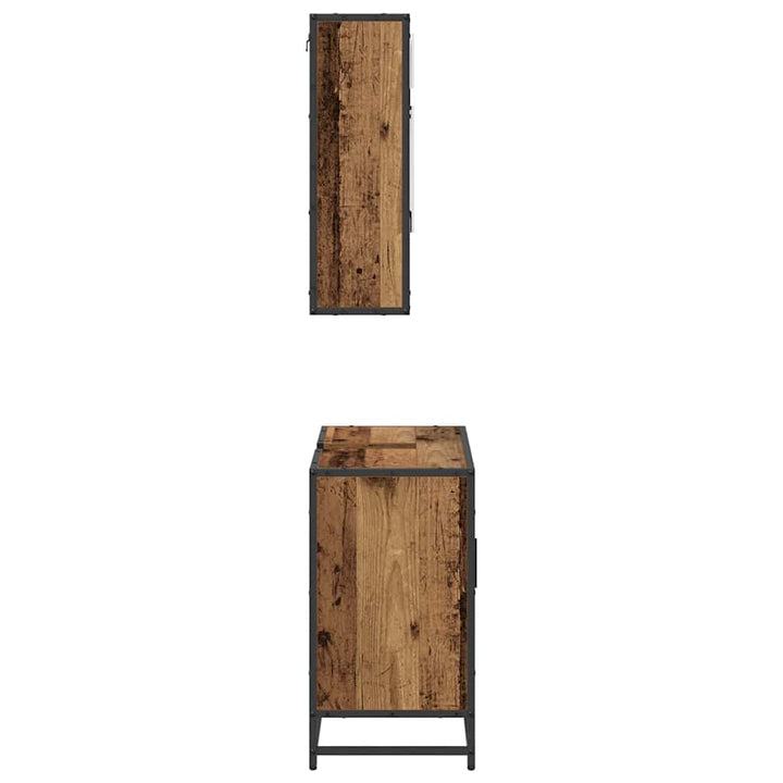 Badrumsmöbelset Med Låda 2 Pcs Gammalt Trä Konstruerat Trä
