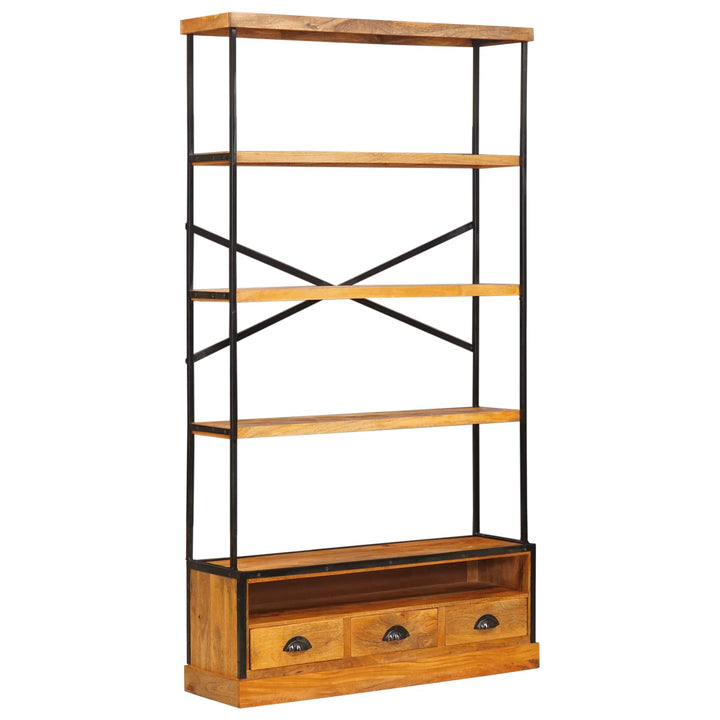 5-Tier Bokhylla Naturlig 100 X 30 X 180 Cm Massivt Mangoträ