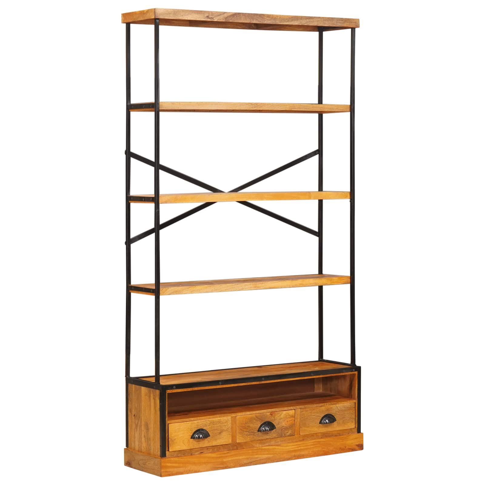 5-Tier Bokhylla Naturlig 100 X 30 X 180 Cm Massivt Mangoträ