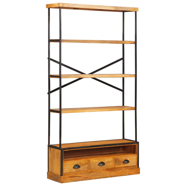 5-Tier Bokhylla Naturlig 100 X 30 X 180 Cm Massivt Mangoträ