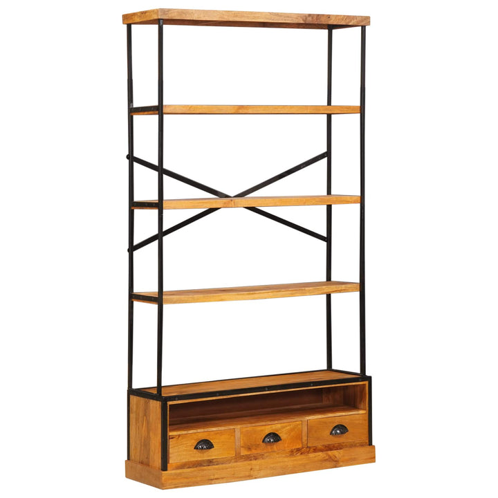 5-Tier Bokhylla Naturlig 100 X 30 X 180 Cm Massivt Mangoträ