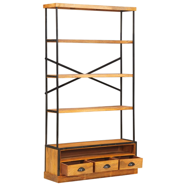 5-Tier Bokhylla Naturlig 100 X 30 X 180 Cm Massivt Mangoträ