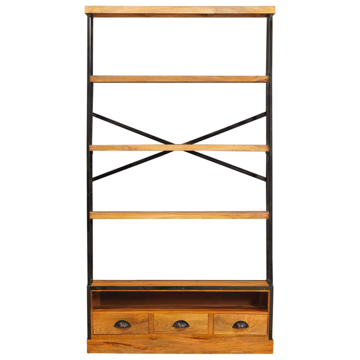 5-Tier Bokhylla Naturlig 100 X 30 X 180 Cm Massivt Mangoträ
