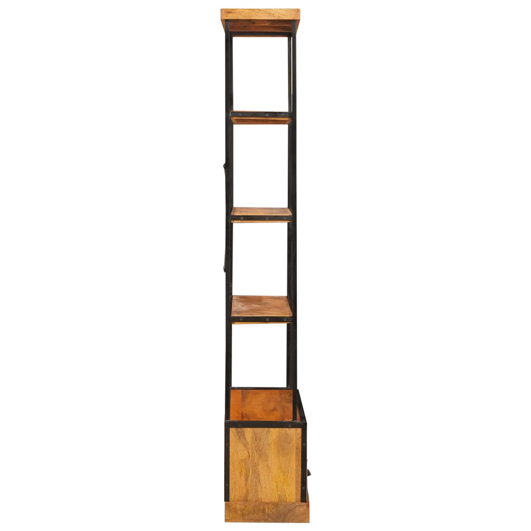 5-Tier Bokhylla Naturlig 100 X 30 X 180 Cm Massivt Mangoträ