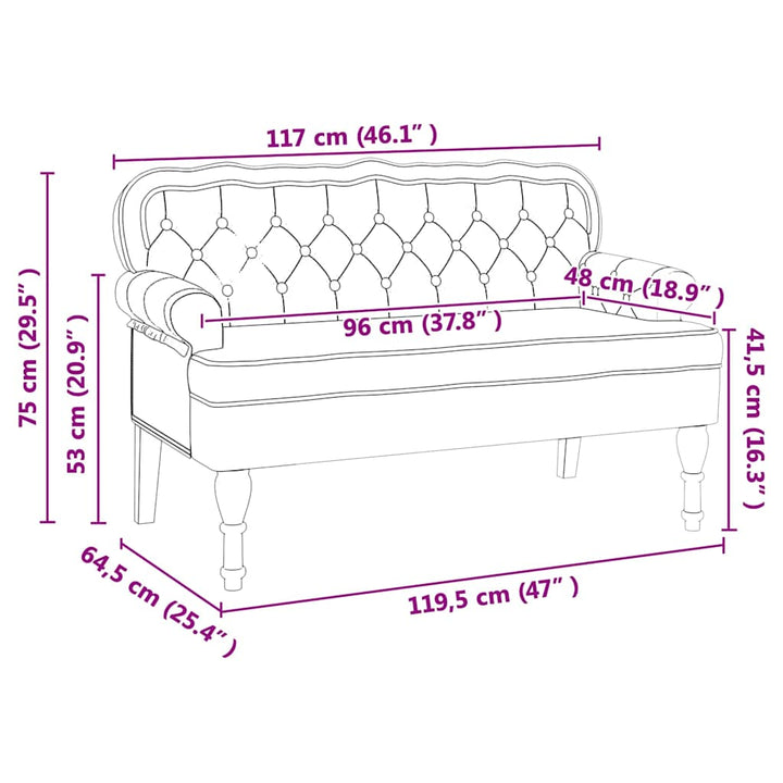 Chesterfield Bänk 119,5 X 64,5 X 75 Cm Konstläder