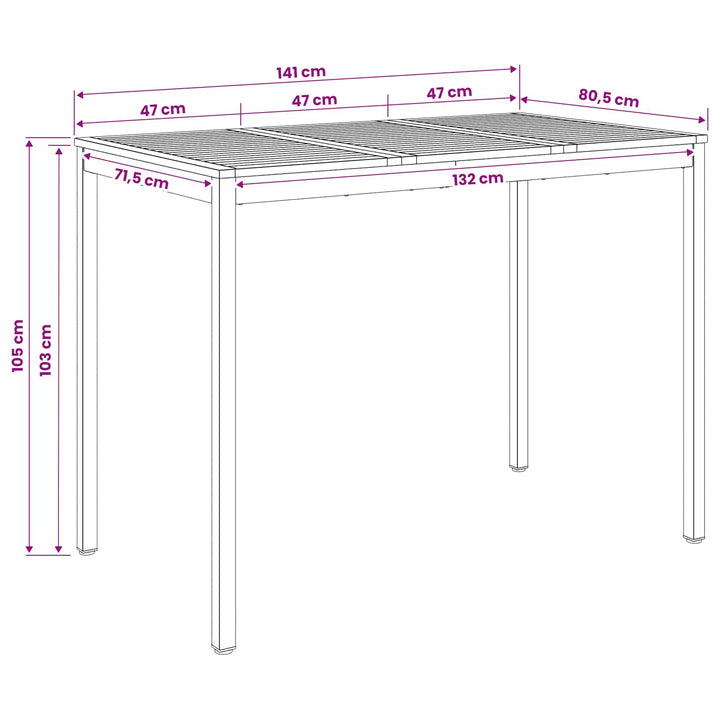 Trädgård Bar Bord Naturlig Och Vit 141 X 80,5 X 105 Cm