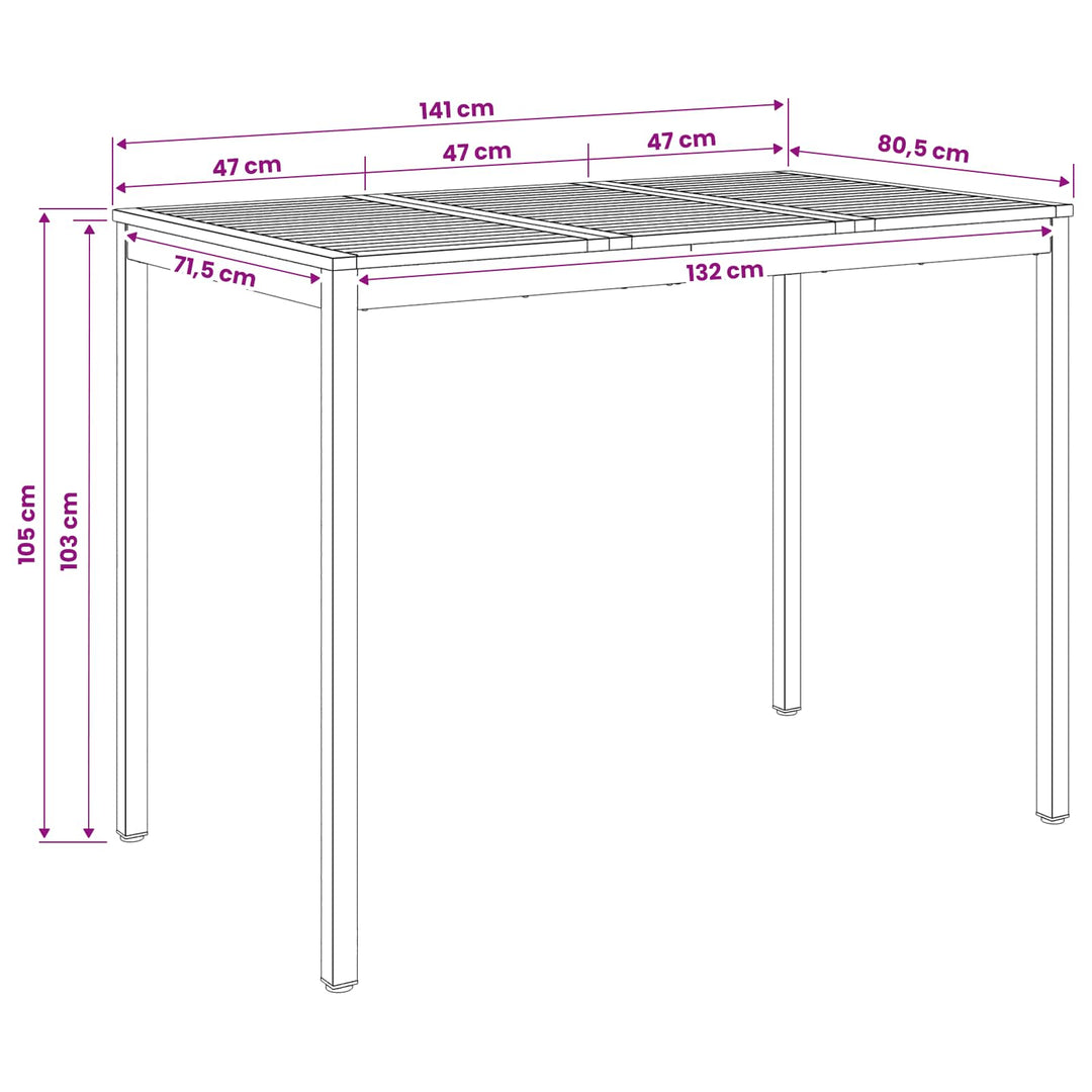 Trädgård Bar Bord Naturlig Och Vit 141 X 80,5 X 105 Cm
