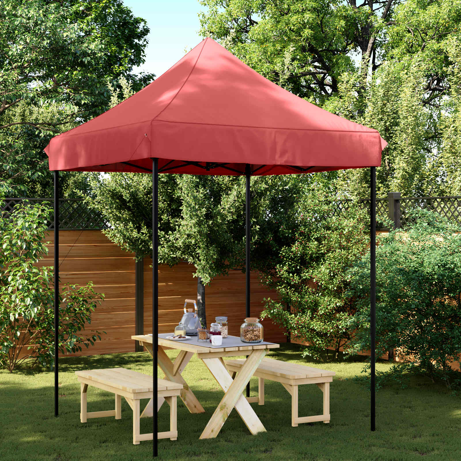Partytält Vinröd 200 X 200 X 306 Cm Oxford Tyg