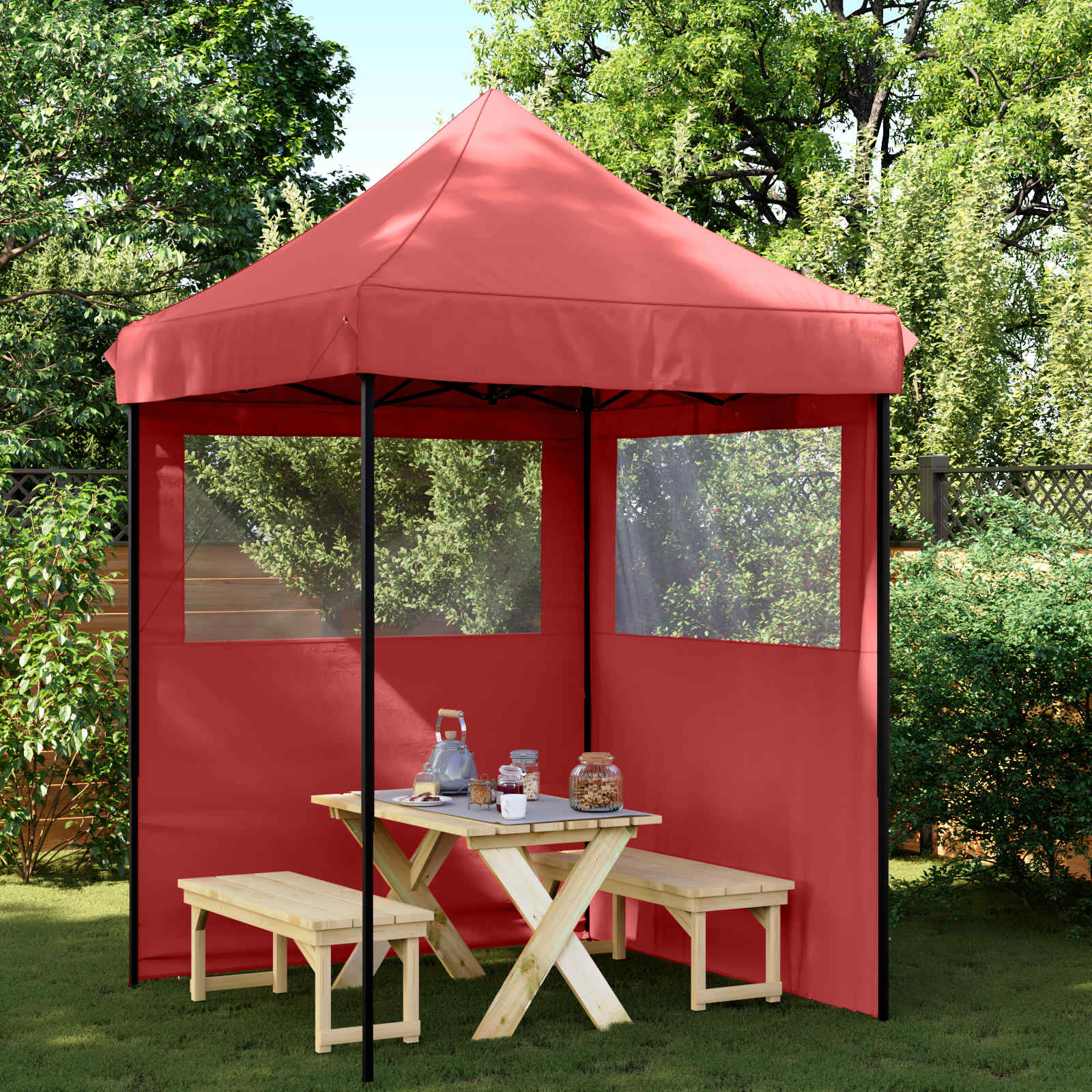 Partytält Vinröd 200 X 200 X 306 Cm Oxford Tyg