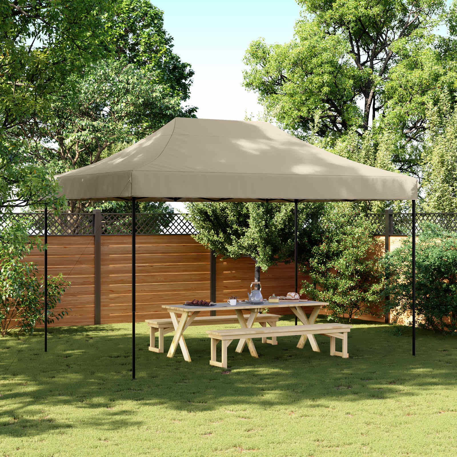 Partytält Taupe 279 X 410 X 315 Cm Oxford Tyg