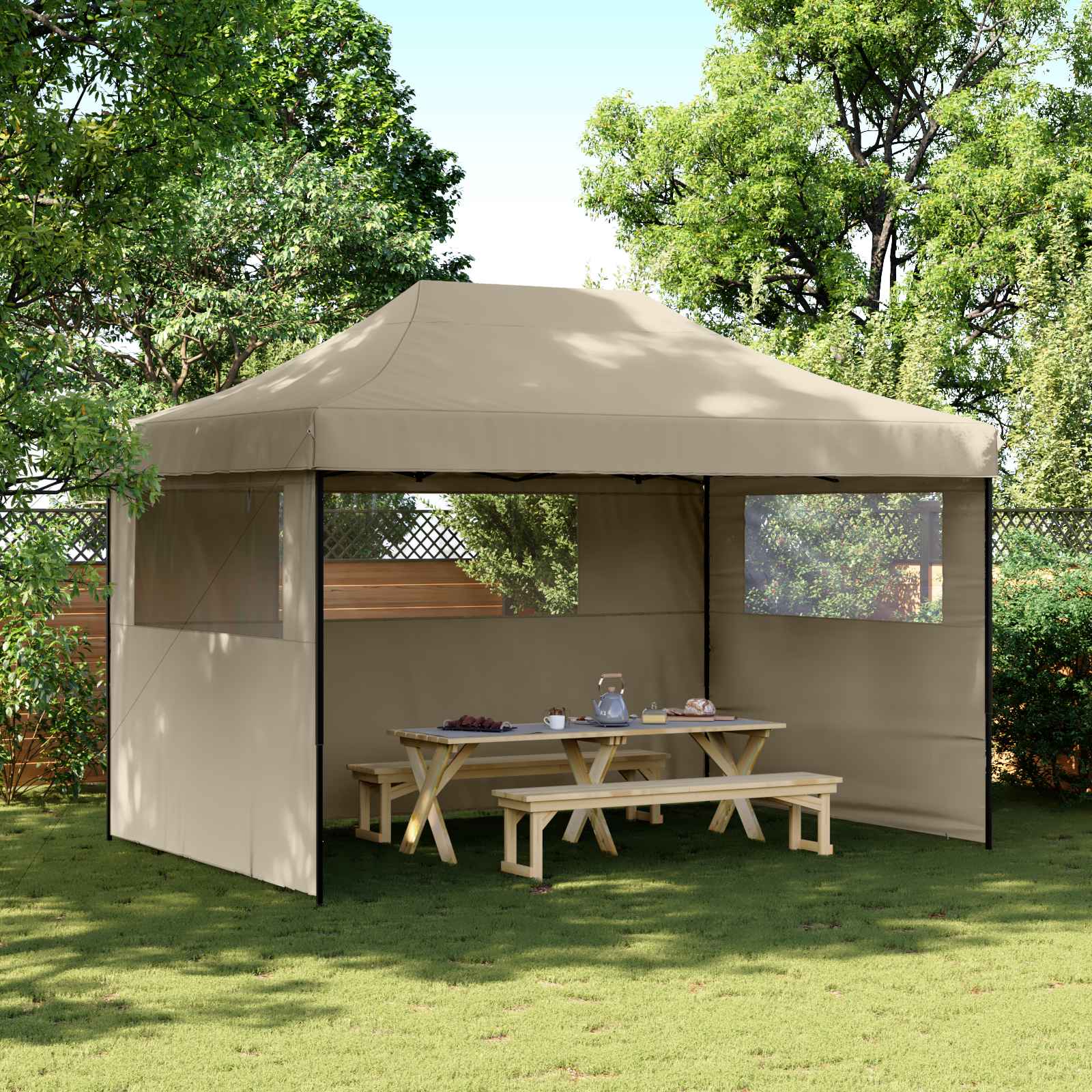Partytält Taupe 279 X 410 X 315 Cm Oxford Tyg