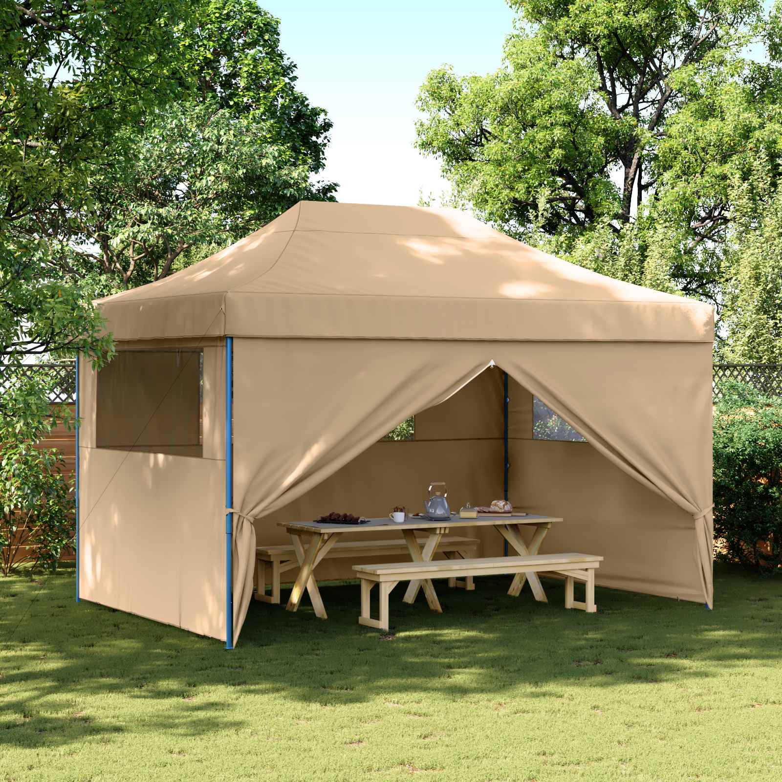 Partytält Beige 279 X 410 X 315 Cm Oxford Tyg
