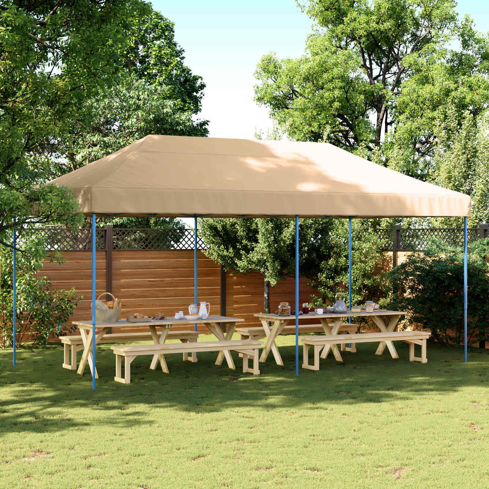 Partytält Beige 292 X 580 X 315 Cm Oxford Tyg