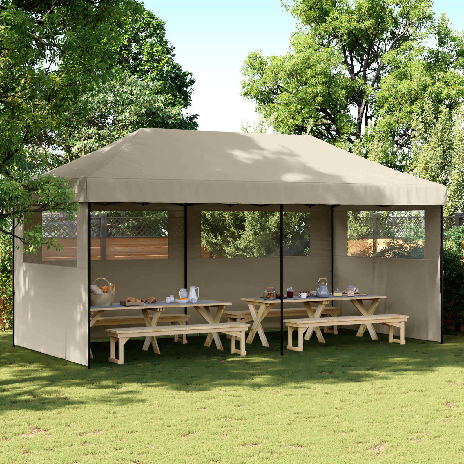 Partytält Taupe 292 X 580 X 315 Cm Oxford Tyg