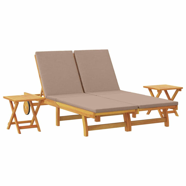 Solstol Reclining Med Kudde Taupe Massivt Akaciaträ