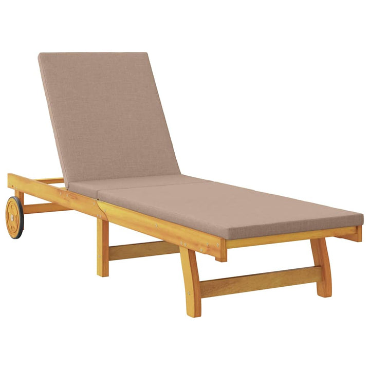 Solstol Reclining Med Kudde Taupe Massivt Akaciaträ