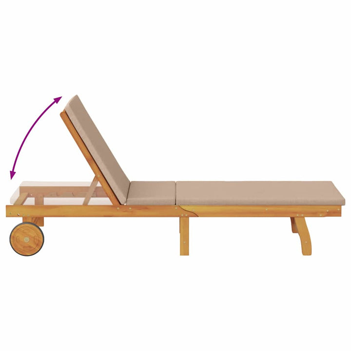 Solstol Reclining Med Kudde Taupe Massivt Akaciaträ