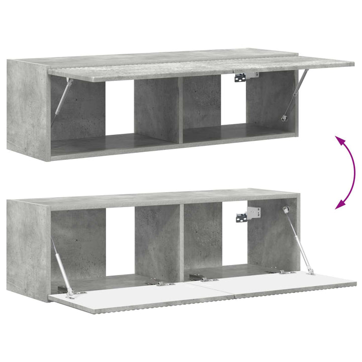 Tv-Bänkset Väggmonterad 4 Pcs Betonggrå Konstruerat Trä