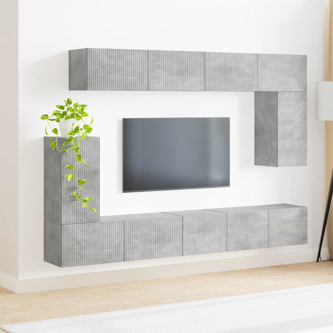 Tv-Bänkset Väggmonterad 5 Pcs Betonggrå Konstruerat Trä