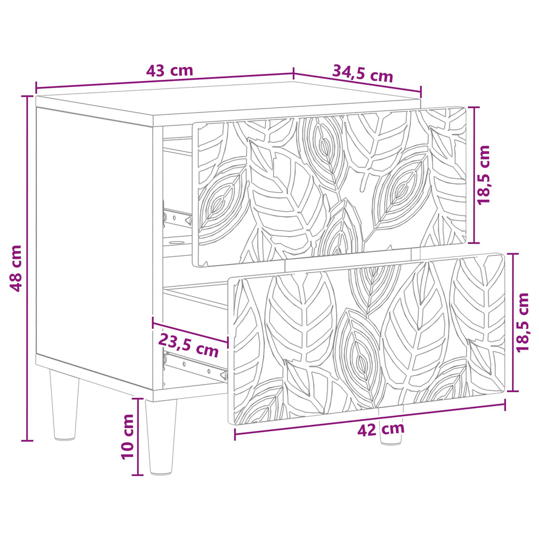 Sängbord Vit 43 X 34,5 X 48 Cm Konstruerat Trä