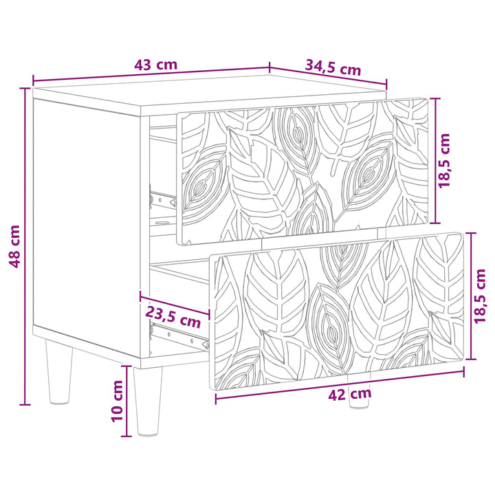 Sängbord Vit 43 X 34,5 X 48 Cm Konstruerat Trä