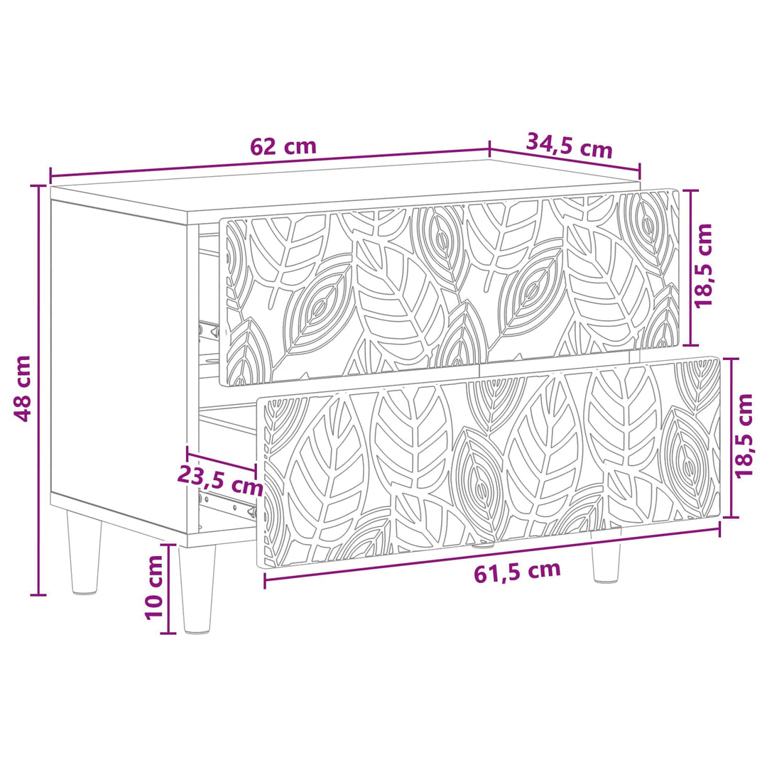 Sängbord Vit 62 X 34,5 X 48 Cm Konstruerat Trä
