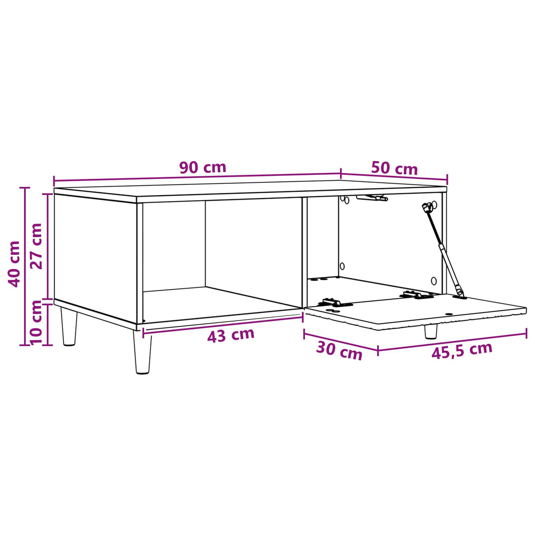 Kaffeebord Vit 90 X 50 X 40 Cm Konstruerat Trä
